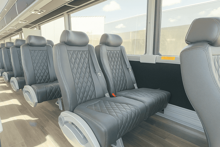 interior of Lehi Minibus Company charter bus