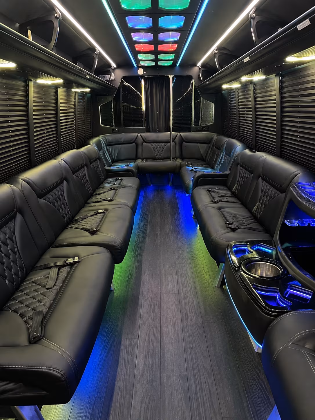 lehi 20 passenger party bus interior